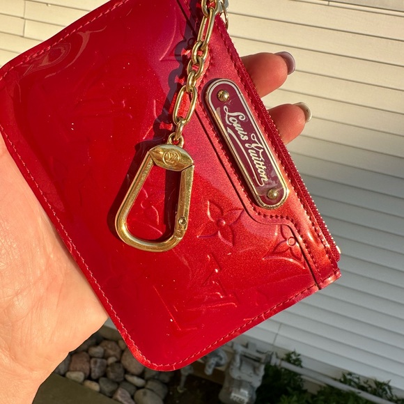 Louis Vuitton coin purse pochette cles red vernis
